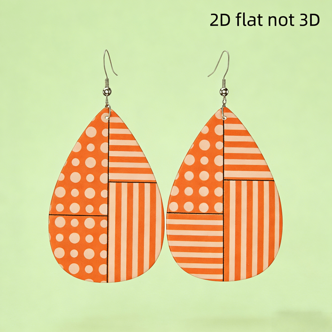 Women's Orange Polka Dot Stripe Teardrop Dangle Earrings